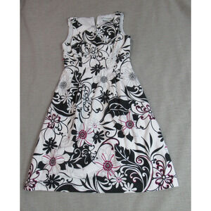 Jessica Howard Dress Womens Size 8 White Floral Fit & Flare Cocktail Picnic